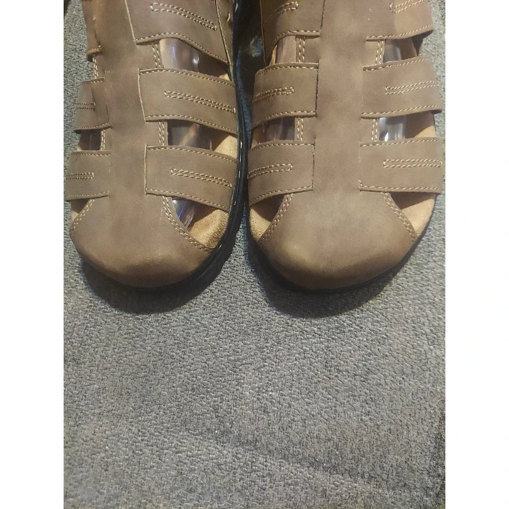 Dr Scholls Men's Sandals Sz 10M Candid Fisherman Closed Toe Memory Foam Cool Fit
